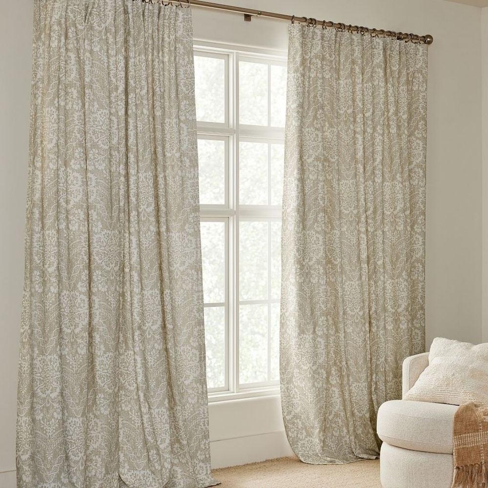 Pottery Barn Bernyce Curtains, Never Used, SET OF 4 Panels, Flax Cream Patterned